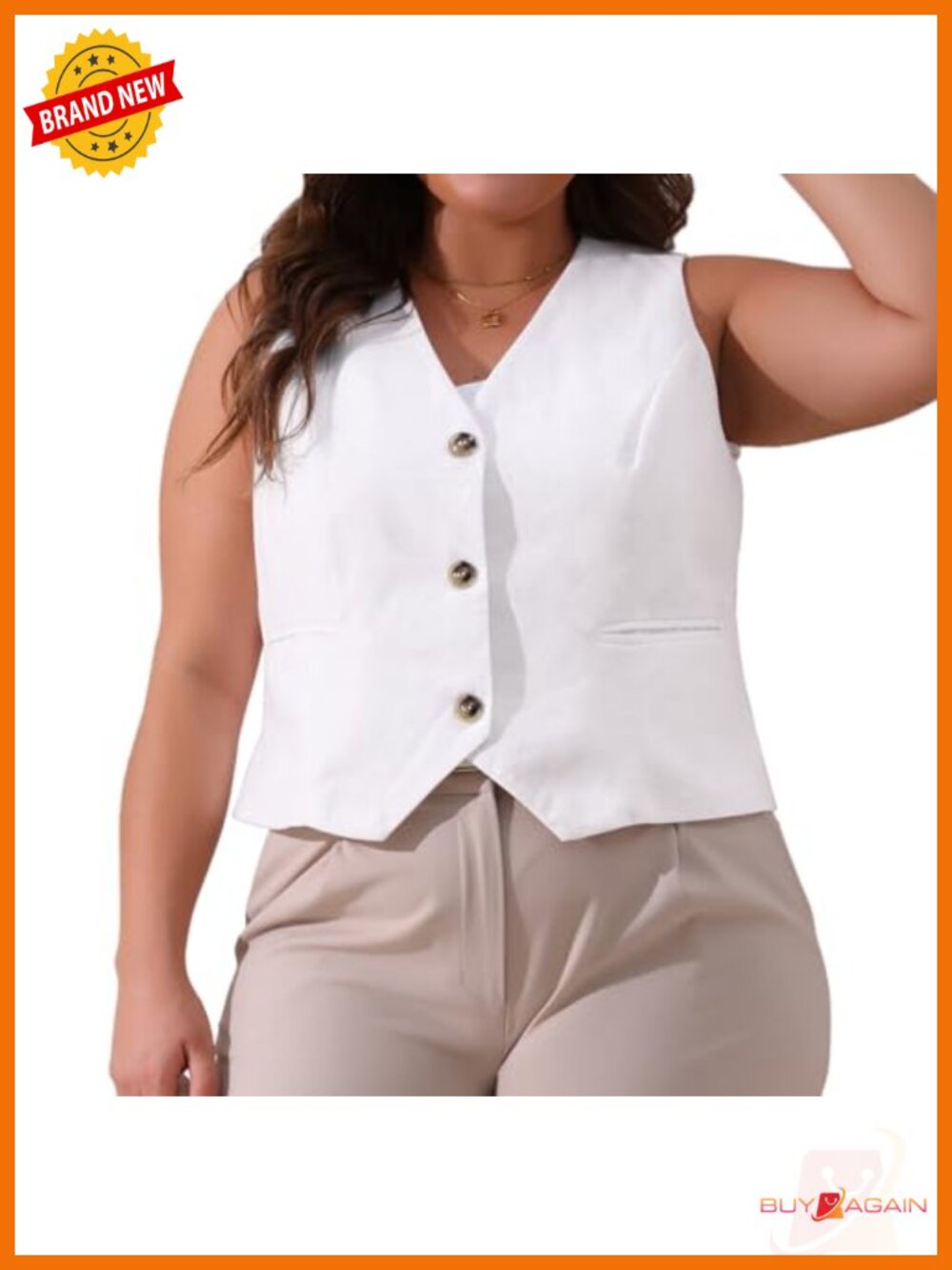 Plus Size Linen Vest Button Down Sleeveless Blazer Suit Vest Crop Top